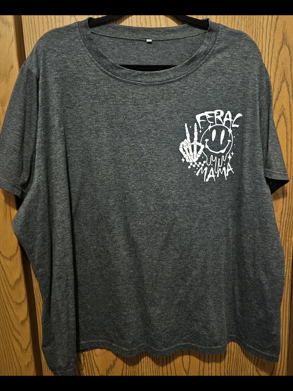 SHEIN Charcoal Gray Graphic Tee with White Feral Mama Print